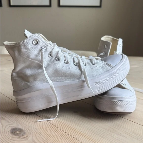Converse All Star Platform White High-Tops - Picture 2 of 3